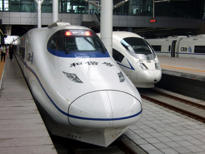 Trains, such as these in Tianjin, will eventually ply railways connecting Kunming to Singapore