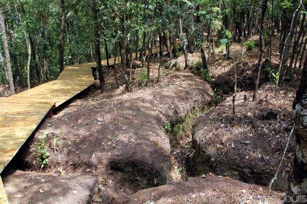 Japanese trenches are still visible on the mountain and are now protected by wooden walkways.