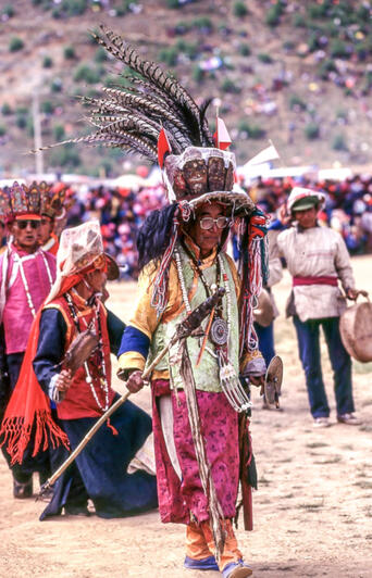 A Naxi dongba attending a horse festival near Shangri-la