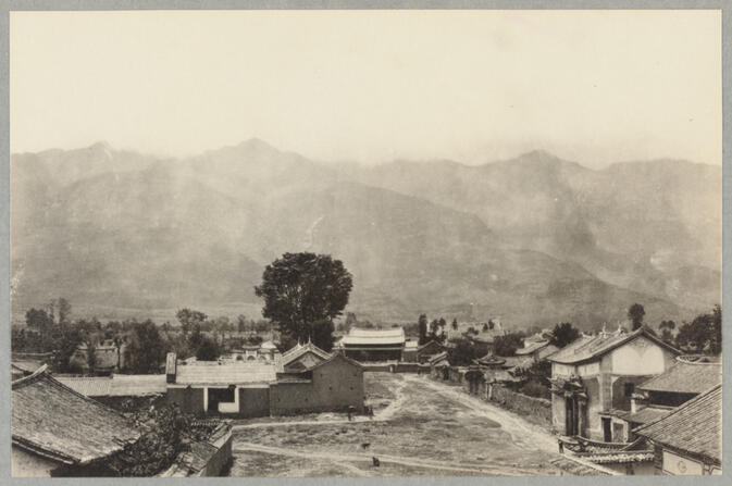 Buildings of village including mosque at base of hills May 3, 1922