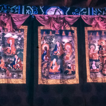 Thangkas hanging in Puji Temple