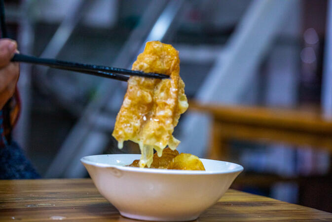 Dough stick soaked with soybean milk