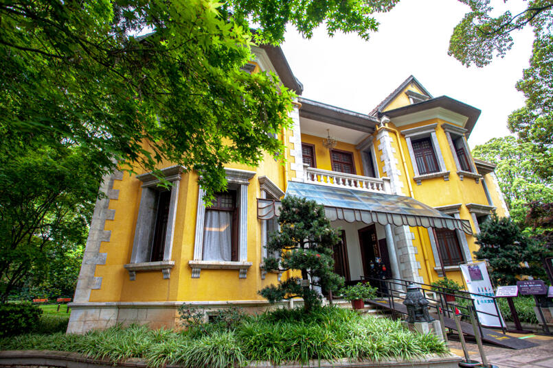 The facade of the residence