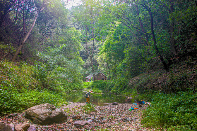 Tiny water pond at the start of the hiking route