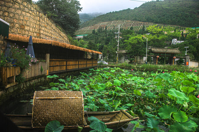 Water pond at the entrance of the village
