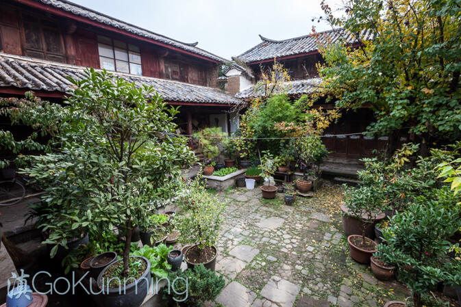 Inside the courtyard of Zhang Dehe's home