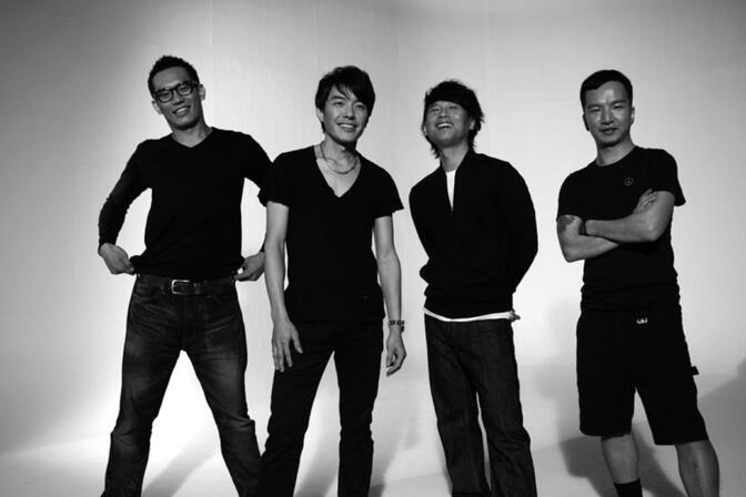 Promotional shot of band Backquarter