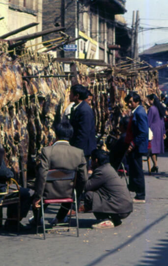 Outdoor meat merchants on Shuncheng Jie
