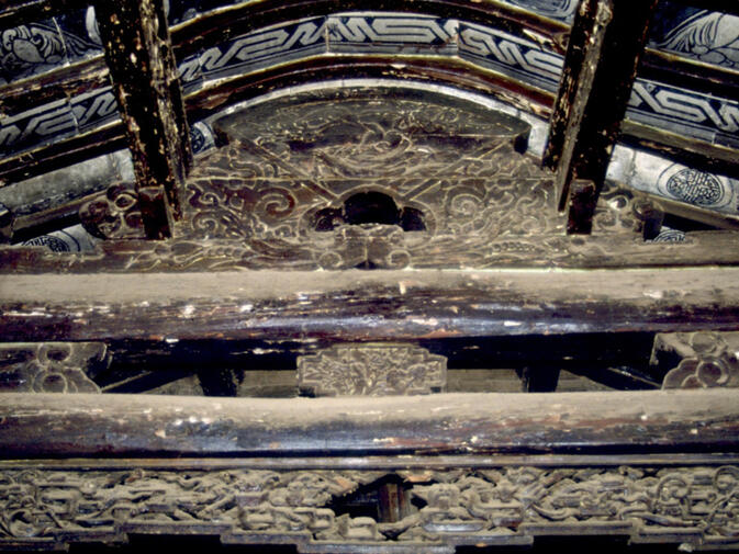 Carved rafters of an old Heijing house
