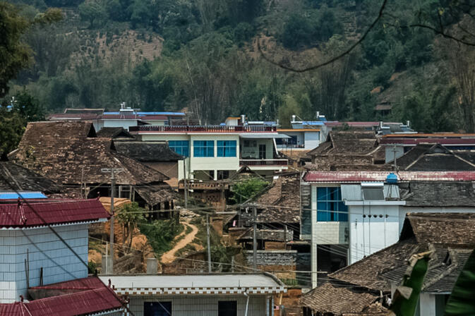 Mixed architecture of a village in transition